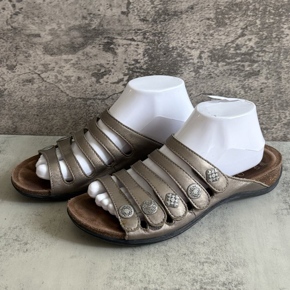 Dansko Womens 1501970200 Pewter Leather Sandals Hook Loop Size EU 41 US 10.5